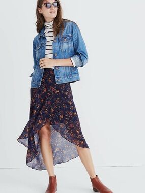 Madewell Faux Wrap Skirt in Climbing Vine | size 6